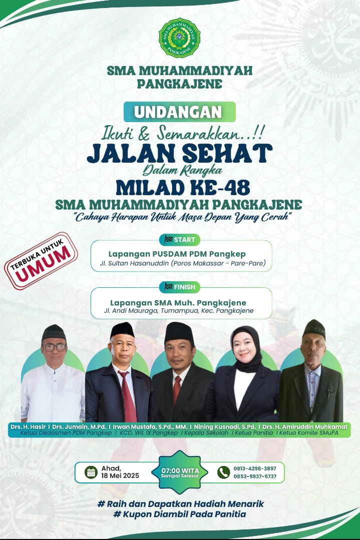 SMA Muhammadiyah Pangkajene Gelar Jalan Sehat Rayakan 48 Tahun Pengabdian
