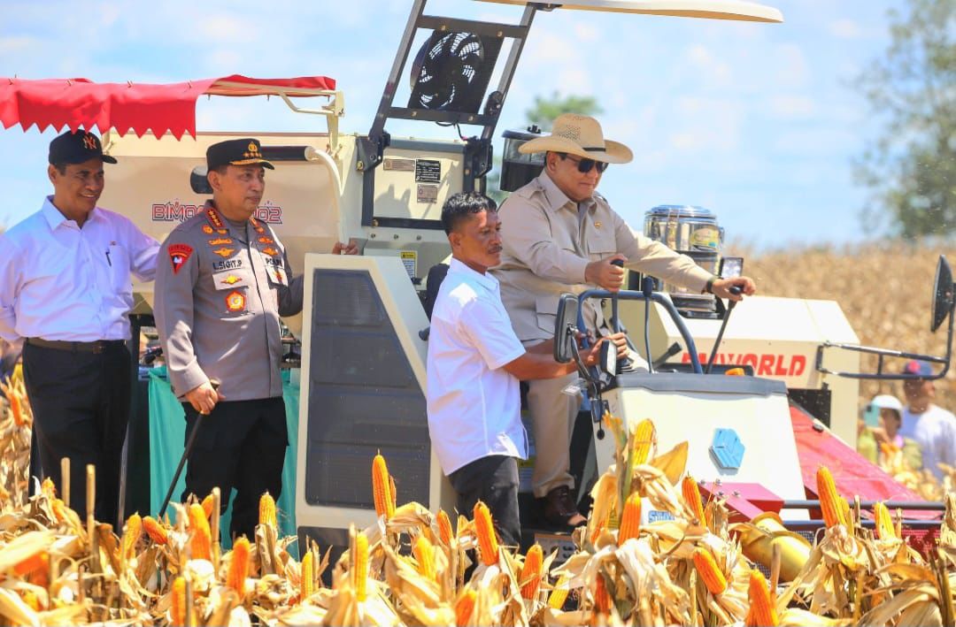 Didampingi Mentan Amran, Presiden Prabowo Pimpin Panen Raya Jagung Di Kalbar