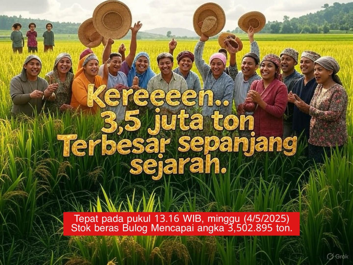 Beras Bulog Januari–Mei Tertinggi dalam 57 Tahun, Tanpa Impor