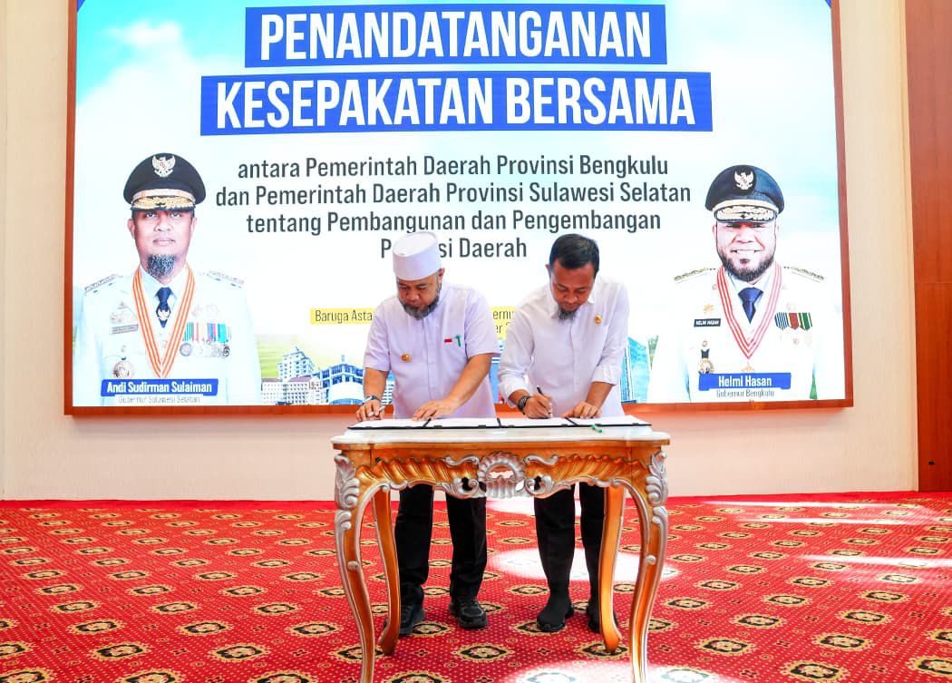 Pemprov Sulsel dah Bengkulu Teken Kesepakatan Bersama
