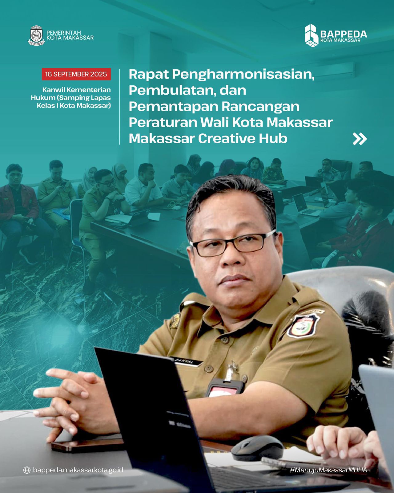 Bappeda Hadiri Rapat P3R Perwali Terkait Makassar Creative Hub Di Kanwil Kemenkum Sulsel