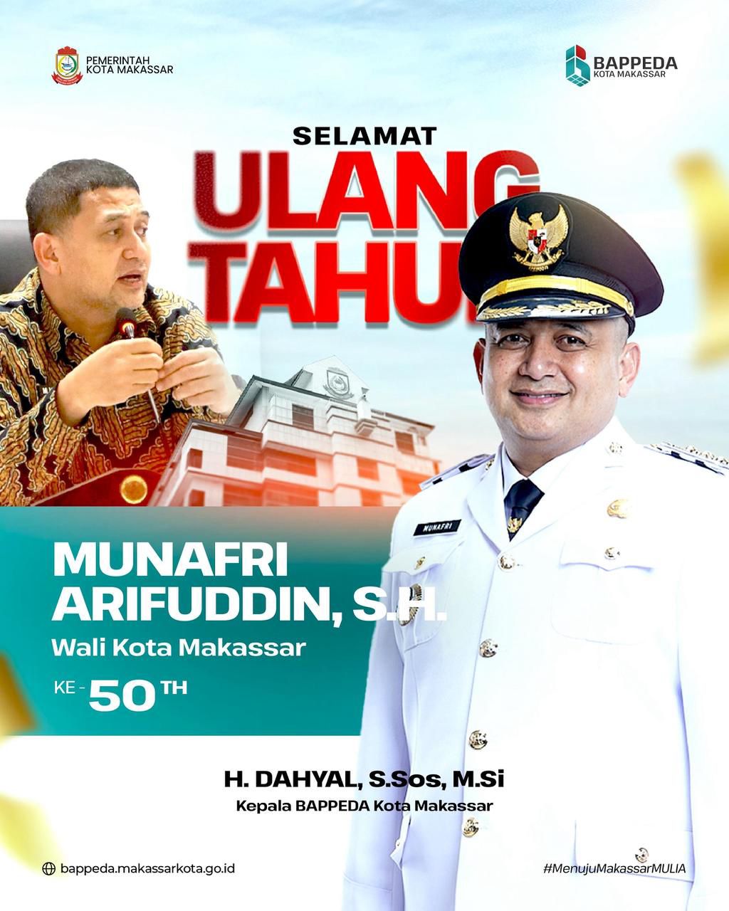 Bappeda Ucapkan Selamat Ulang Tahun Kepada Wali Kota Makassar ke 55 Tahun