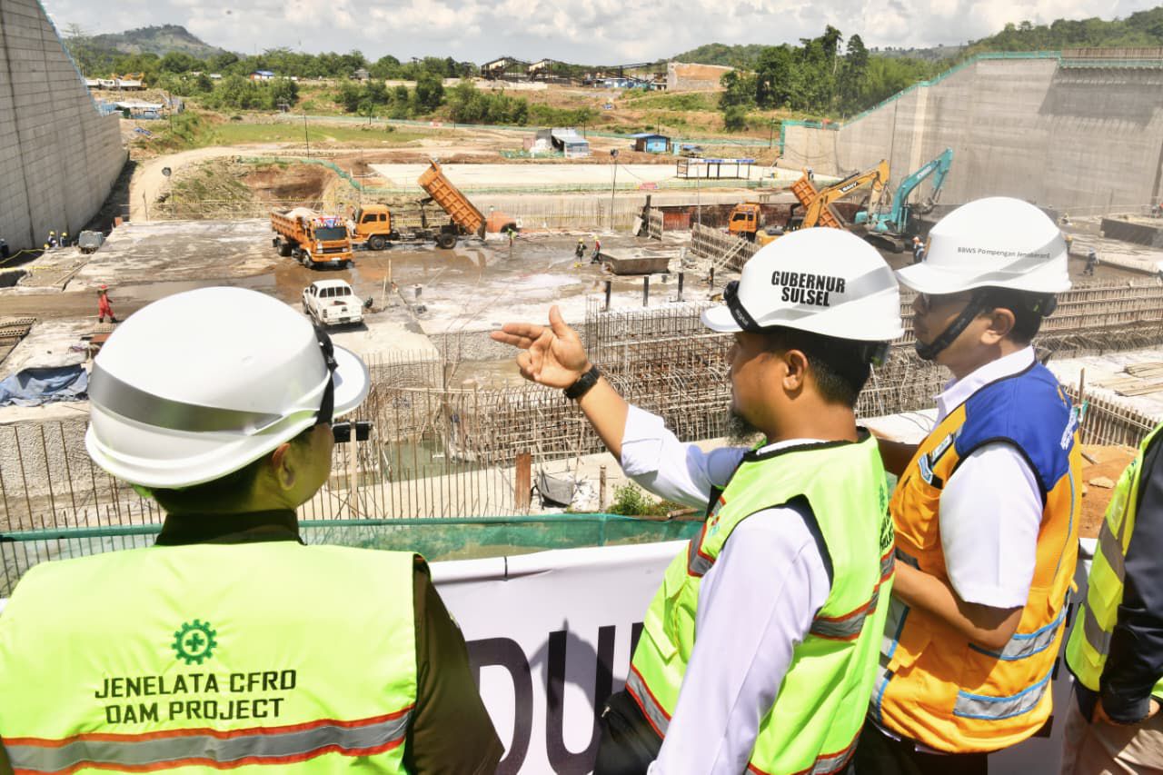 Gubernur Sulsel Tinjau Progres Pembangunan Bendungan Jenelata di Gowa