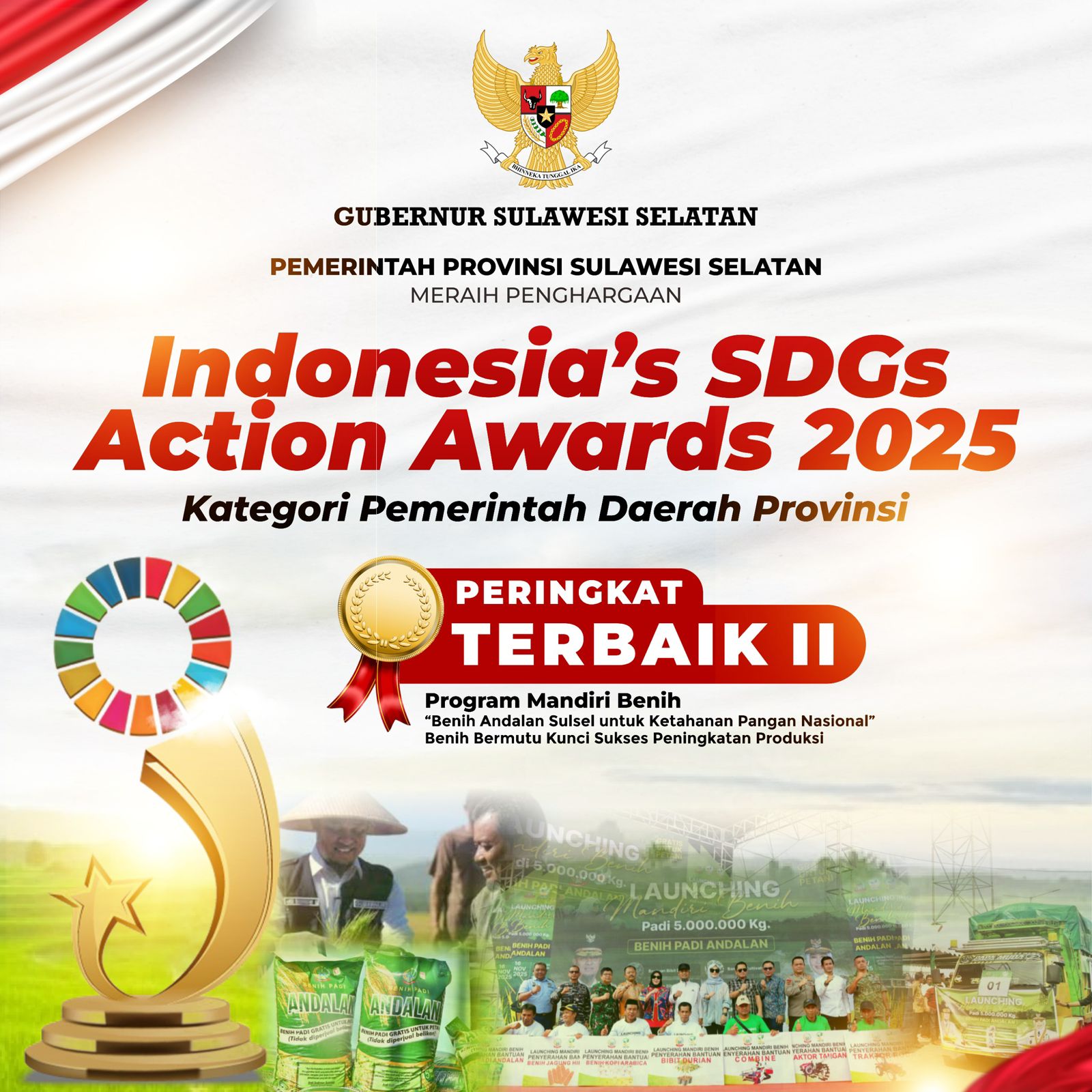 Gubernur Sulsel Terima Penghargaan Indonesia's SDGs Action Awards 2025