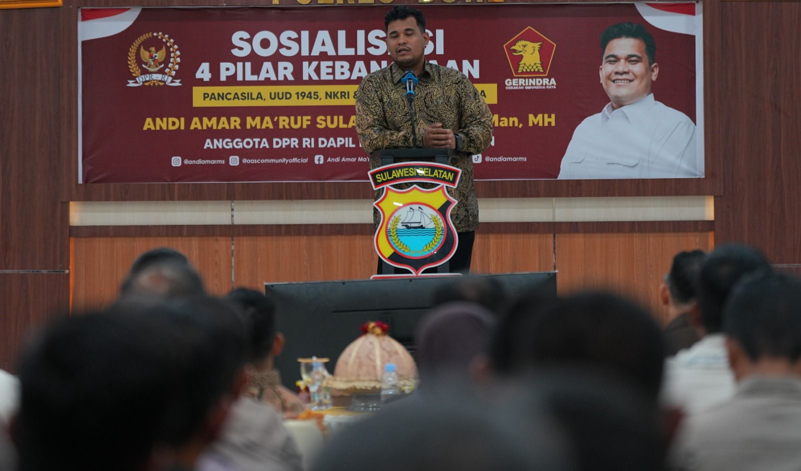 Andi Amar Ma'ruf Sulaiman Gelar Sosialisasi 4 Pilar di Polres Bone
