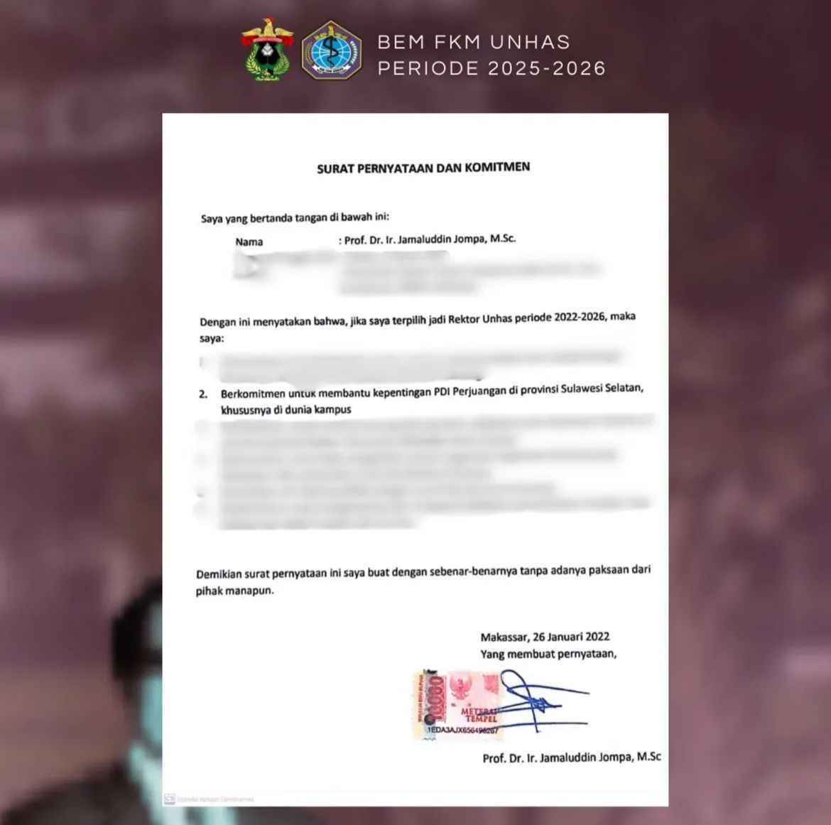 Syahrullah Sanusi : Pemilihan Rektor Unhas Seharusnya Dijaga Kesuciannya Dari Politik Dagang Sapi