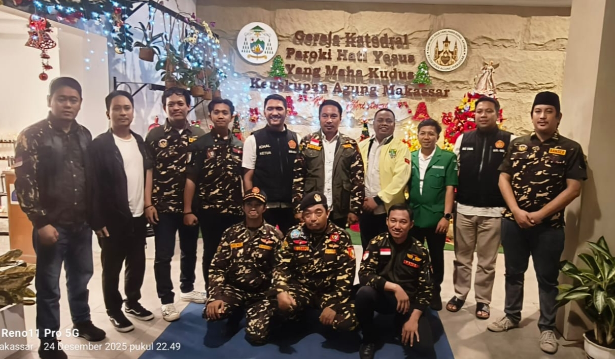 Bangun Toleransi, GP Ansor dan Banser Makassar Amankan Perayaan Natal
