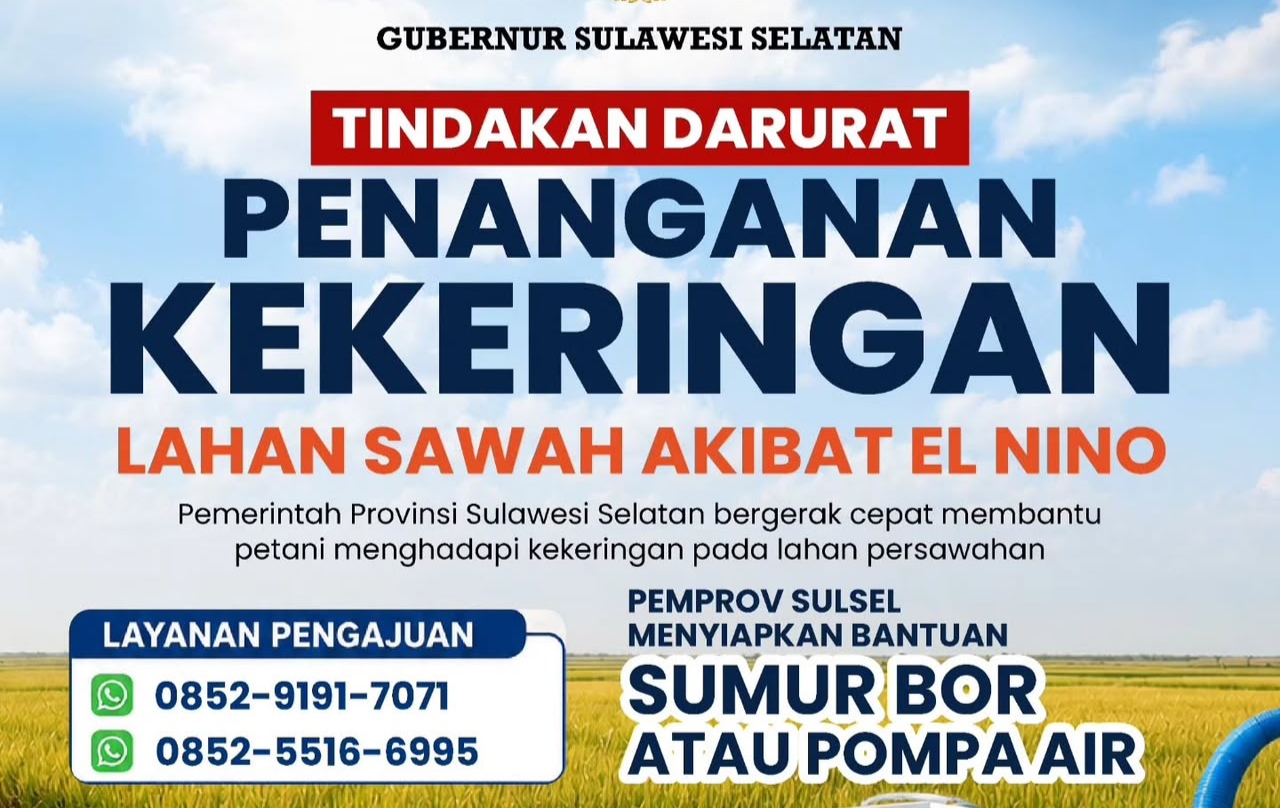 Gubernur Sulsel Lakukan Percepat Pompanisasi untuk Lahan Pertanian Hadapi Musim Kemarau