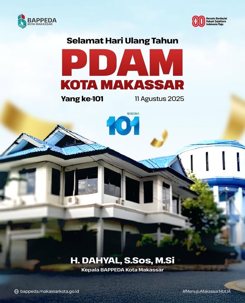 Bappeda Ucapkan Selamat Ulang Tahun 101 PDAM Kota Makassar