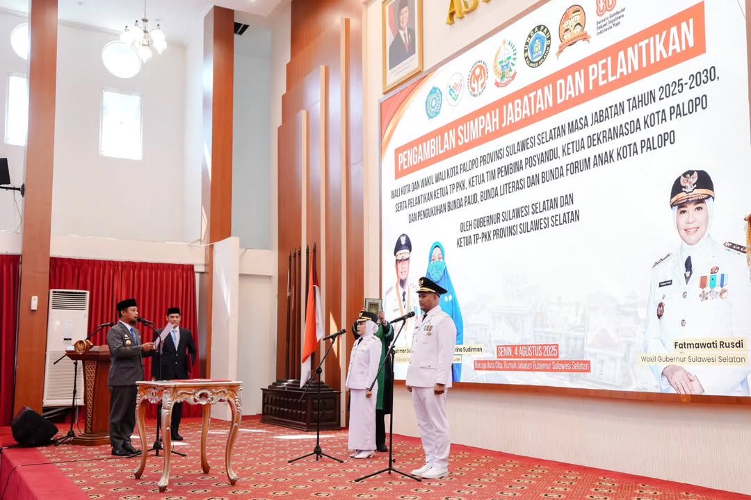 Gubernur Sulsel Lantik Naili-Akhmad Syarifuddin sebagai Wali Kota dan Wakil Wali Kota Palopo