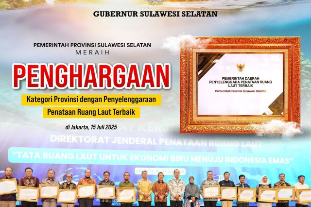 Gubernur Sulsel Terima Penghargaan Penataan Ruang Laut Terbaik dari Menteri KKP