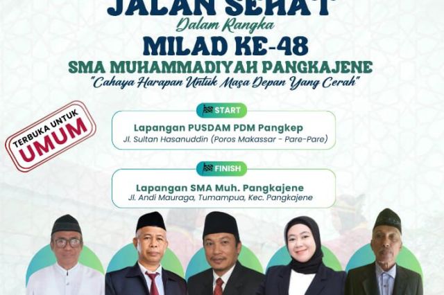 SMA Muhammadiyah Pangkajene Gelar Jalan Sehat Rayakan 48 Tahun Pengabdian
