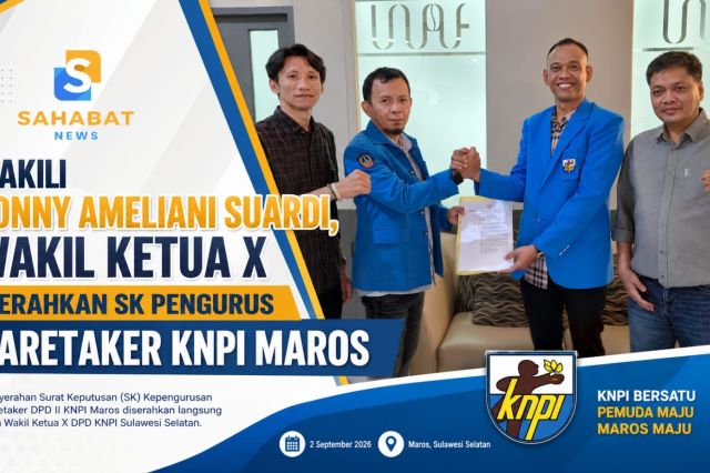 Wakili Vonny Ameliani Suardi, Wakil Ketua X Serahkan SK Pengurus Caretaker KNPI Maros