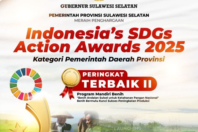 Gubernur Sulsel Terima Penghargaan Indonesia's SDGs Action Awards 2025