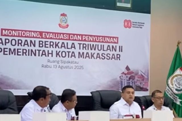Bappeda Bersama Jajaran Pemerintah Kota Makassar Gelar Rapat Monitoring Evaluasi dan Penyusunan Laporan Triwulan II