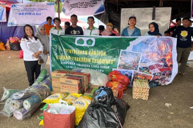 HAM-LUTIM Batara Guru dan IPMAL menyalurkan bantuan untuk korban kebakaran Sorowako