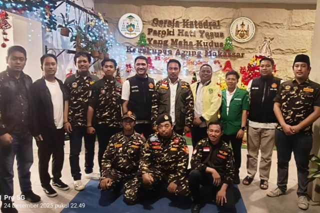 Bangun Toleransi, GP Ansor dan Banser Makassar Amankan Perayaan Natal