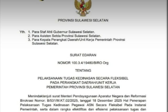 Akhir Tahun, ASN Pemprov Sulsel Diperbolehkan Bekerja dari Rumah