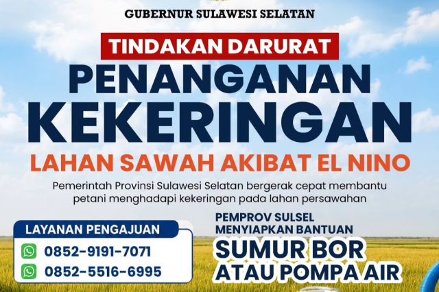 Gubernur Sulsel Lakukan Percepat Pompanisasi untuk Lahan Pertanian Hadapi Musim Kemarau